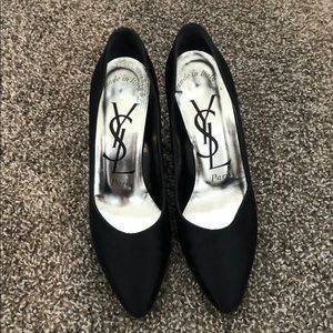 Yves Saint Laurent Black Fabric Heels